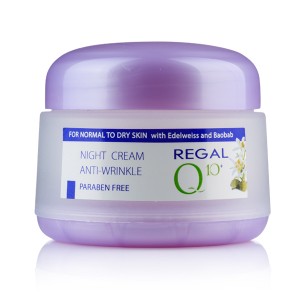 Нощен крем против бръчки Regal Q10+ с масло от баобаб и еделвайс- Rosa Impex